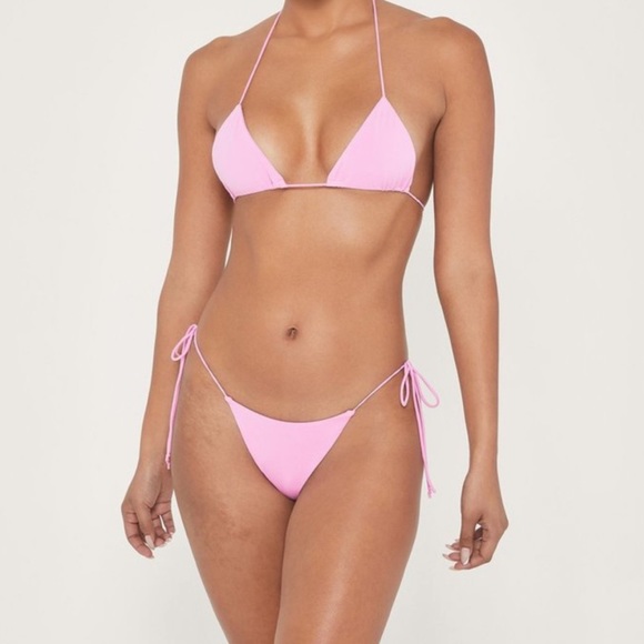 Meshki Light Pink Amalia Tie Up Bikini Top and Bottom Large Sexy Miami Vacation